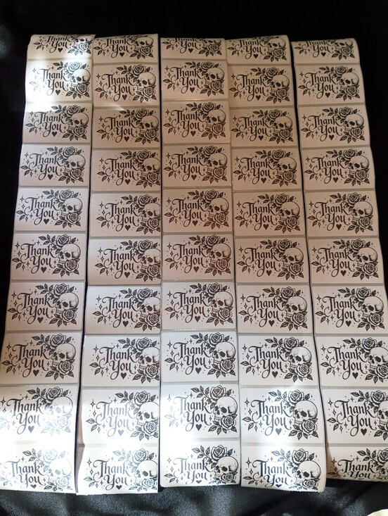 Other - 50PCS Gothic Skull Rose Thank You Stickers 3x2"